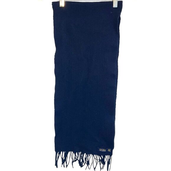 Club Room Scarf Mens Navy Blue 100% Cashmere Winter Soft Fringed Classic Warm - Picture 8 of 8
